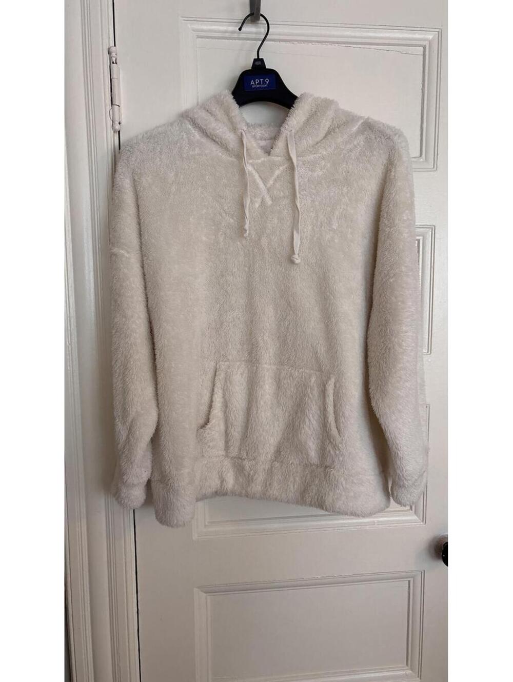 Olive + Oak Plush Teddy Fleece Hoodie Pullover XL Cream Cozy Lounge Sweater